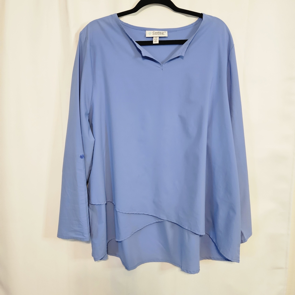 Coolibar Sky Blue Asymmetrical Tunic Top UPF50 Spring Summer Resort Vacation